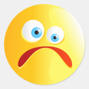 Sad Yellow Smilie Classic Round Sticker