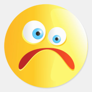 Sad Yellow Smilie Classic Round Sticker