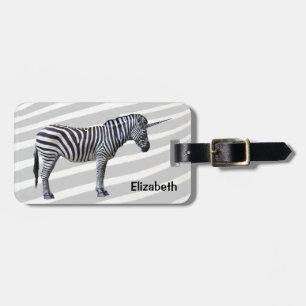 Sad Zebra Unicorn Luggage Tag