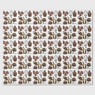Saddle Boots HORSE SHOES cowboy clipART  Wrapping Paper