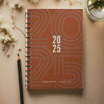 Saddle Brown Blocked Spiral Weekly Planner<br><div class="desc">Simple personal stationery 2025  annual/weekly planner featuring squared year digits and a background of exaggerated sized numbers. Annual planner (12 months) with open monthly overviews and weekly planning sheets. Cover in a curated selection of modern colours. Contact for assistance in personalising or creating special colour combination.</div>