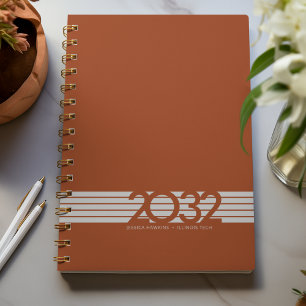 Saddle Brown Bottom Stripe Spiral Weekly Planner