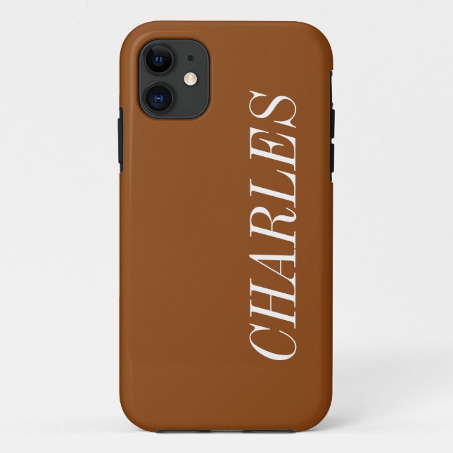 Saddle Brown Solid Colour | Minimalist Name Case-Mate iPhone Case (Back)