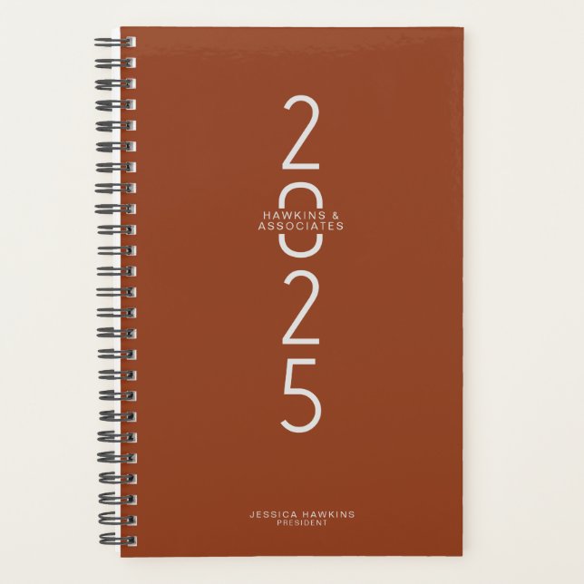 Saddle Brown Vertical Modern Year Weekly Planner (Front)
