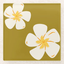 Saddle Brown, White Orchid Coaster