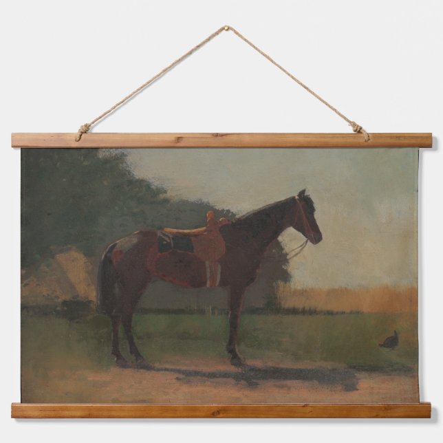 "Saddle Horse in Farm Yard" by Winslow Homer Hanging Tapestry (Front)