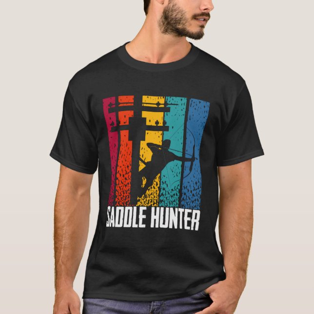 Saddle Hunter Archery Bowhunter Archer Bow Hunting T-Shirt (Front)