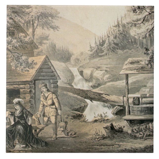 'Saddle Mending', Poster for 'Davy Crockett' starr Tile (Front)