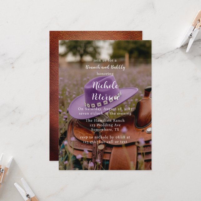 Saddle on the Fence with Hat Brunch and Bubbly Invitation (Front/Back In Situ)