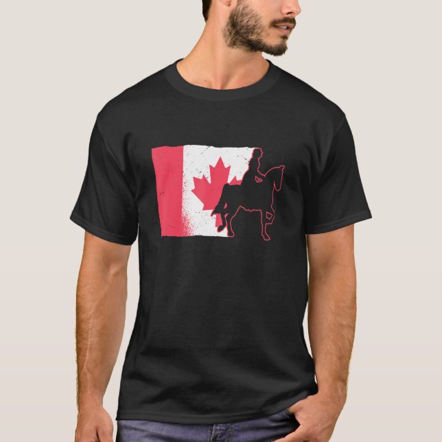 Saddle Seat English Riding Canada Flag Horse Eques T-Shirt (Front)