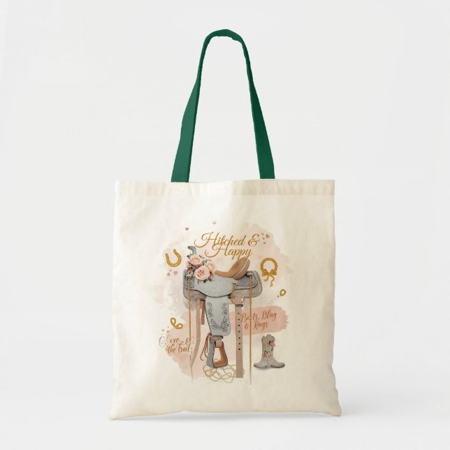 Saddle & Sparkle – Western Wedding Artwork Design Tote Bag (Front)