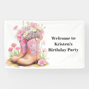 Saddle Sweetness Cowboy and Cowgirl Birthday Banner