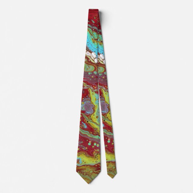 Saddle Up 1 Unique Blue Red Abstract Tie (Front)