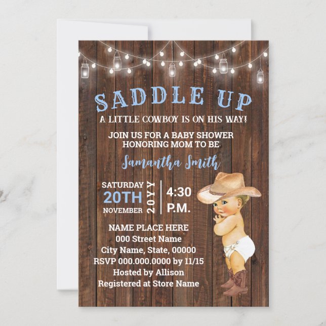 Saddle Up a Little Cowboy is his Way Baby Shower I Invitation (Front)