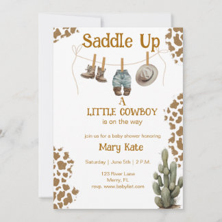Saddle Up a Little Cowboy is on the way Baby Invitation