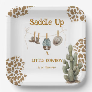 Saddle Up a Little Cowboy is on the way Baby Paper Plate