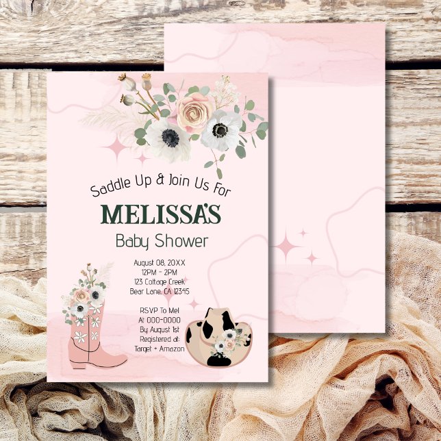 Saddle Up Baby Shower Rustic Cowgirl Theme Invitation (Creator Uploaded)