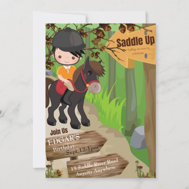 Saddle Up Birthday Invitation 1 (Boy) (Front)