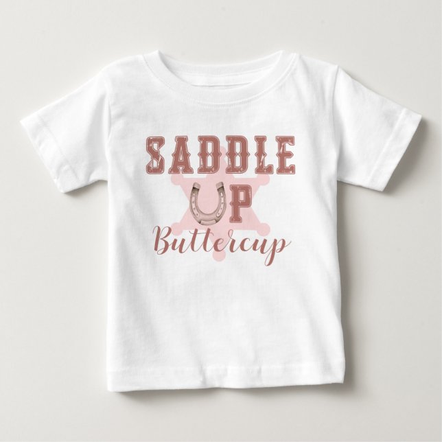 Saddle Up Buttercup Pink Western Birthday Tee (Front)