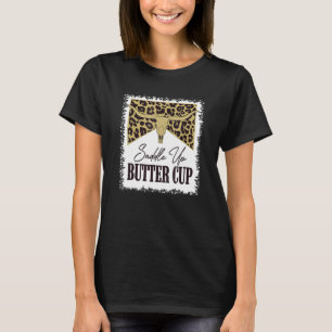 Saddle Up Buttercup Vintage Bull Skull Leopard Ble T-Shirt