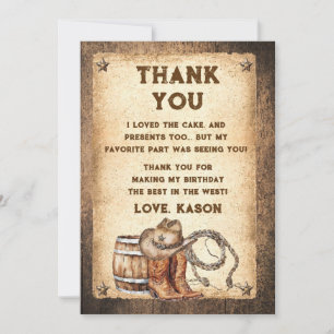 Saddle Up Country Western Cowboy Thank You Card