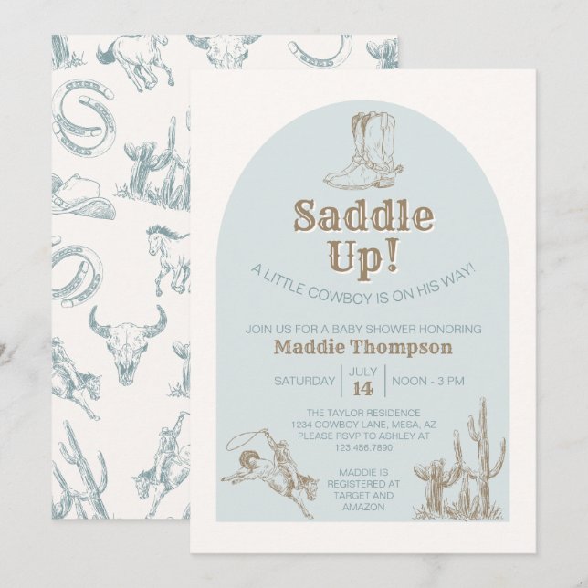 Saddle Up! Cowboy Baby Shower Invitation (Front/Back)