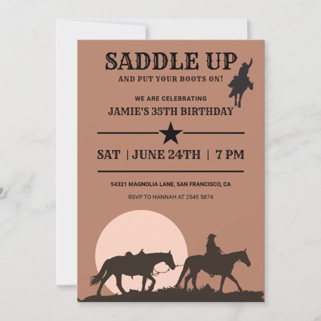 Saddle Up Cowboy Birthday Invitation (Front)
