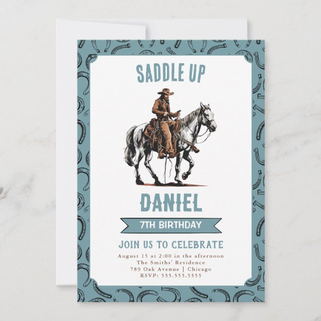 Saddle Up Cowboy Birthday Invitation (Front)