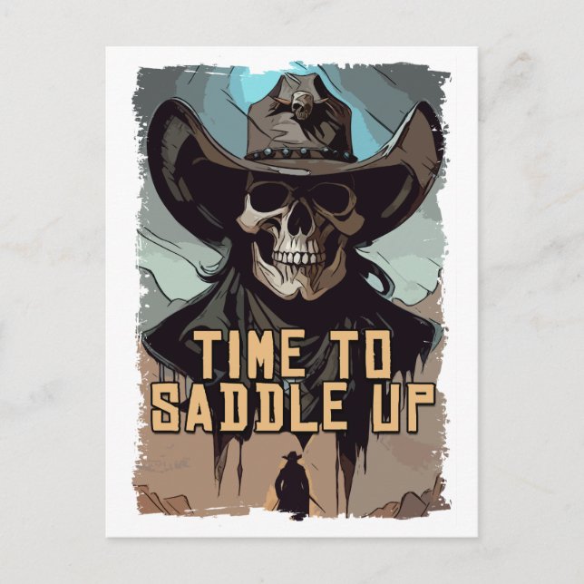 Saddle Up Cowboy Saying Wild West Illustration Art Postcard (Front)