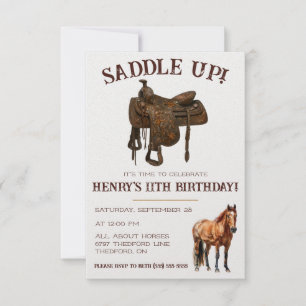 Saddle Up!  Cowboy, Western Horses Themed Birthday Invitation