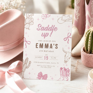 Saddle Up Cowgirl Birthday Invitation Pink Western