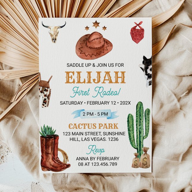 Saddle Up First Rodeo Cowboy Birthday Invitation (Creator Uploaded)
