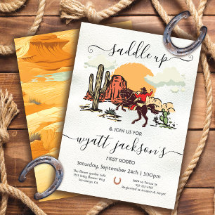 Saddle up First Rodeo Cowboy Birthday Party Invitation