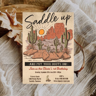 Saddle up First Rodeo Cowboy Birthday Party Invitation