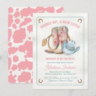 Saddle up Floral Boots cowgirl baby shower Invitation