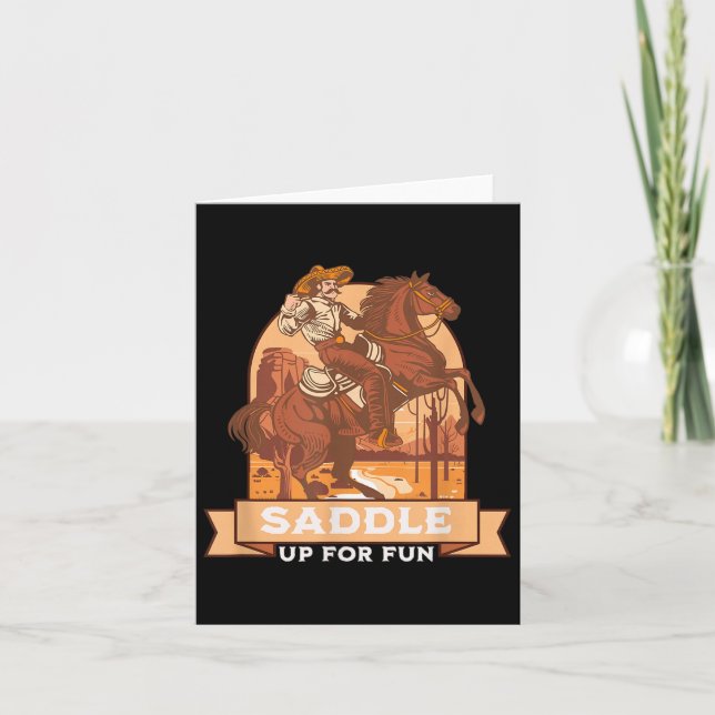 Saddle Up For Fun Cowboy Western Riding Humour  Card (Front)
