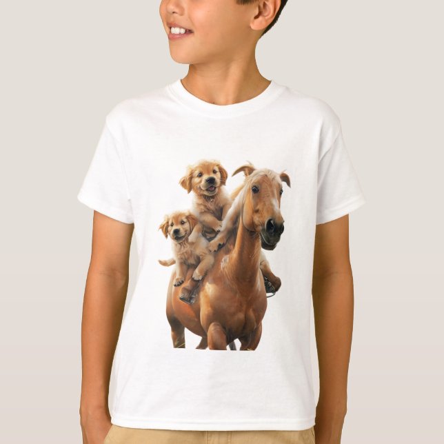 Saddle Up for Smiles with Golden Retriever Cubs T-Shirt (Front)