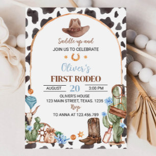Saddle Up Highland Cowboy 1st Birthday Invitation