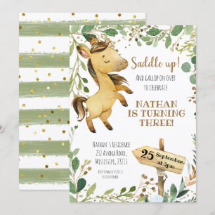 Saddle up Horse Birthday Invitation