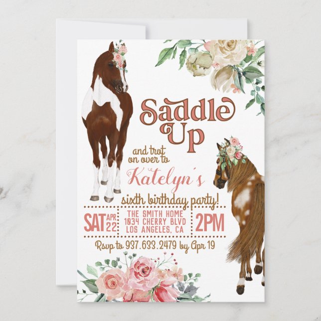 Saddle Up Horse Birthday Invitation (Front)