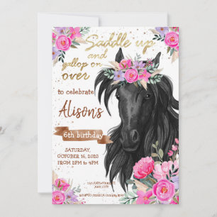 Saddle Up Horse Birthday invitation