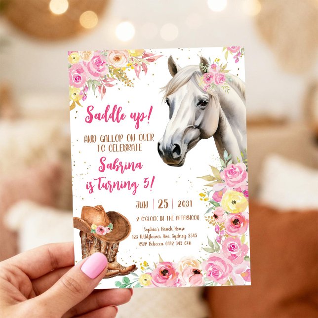 Saddle Up Horse Cowgirl Birthday Invitation (Creator Uploaded)