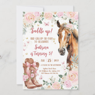 Saddle Up Horse Cowgirl Birthday Invitation