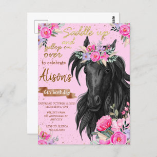Saddle Up Horses Cowgirl Birthday Postcard