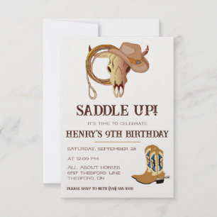 Saddle Up! It's time to celebrate! Cowboy Birthday Invitation
