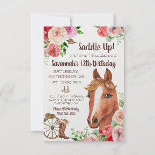 Saddle Up! It's time to celebrate!  Horse Birthday Invitation