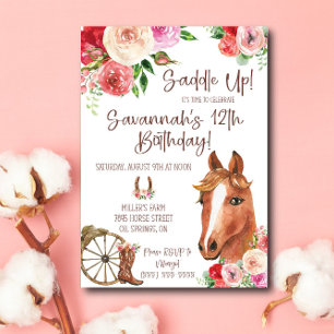 Saddle Up! It's time to celebrate!  Horse Birthday Invitation