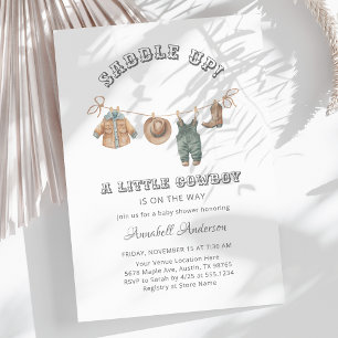 Saddle Up Little Cowboy Boy Baby Shower Invitation