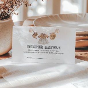 Saddle Up Little Cowgirl Baby Shower Diaper Raffle Enclosure Card