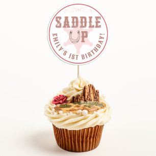 Saddle Up Pink Cowgirl Birthday Stickers